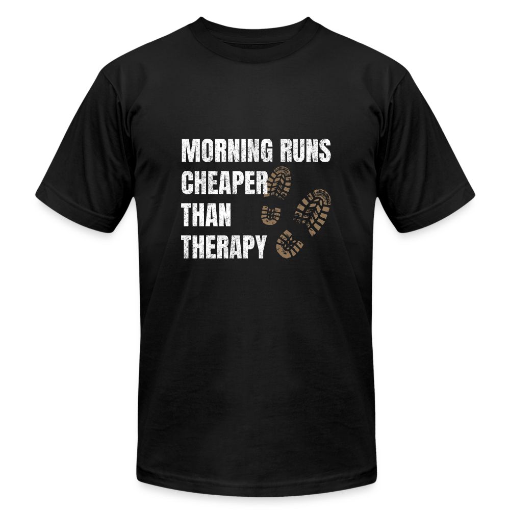 MORNING RUNS CHEAPER THEN THERAPY, MEN, T-SHIRT - black