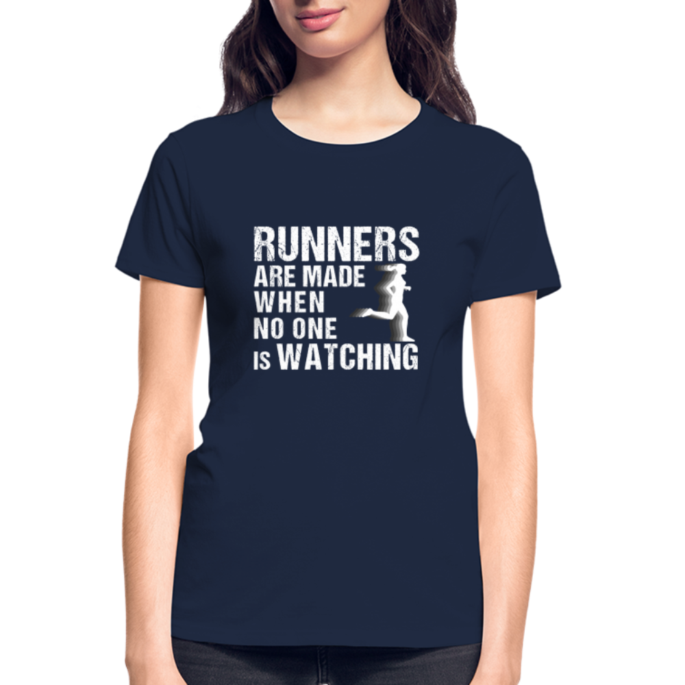 Runners Are Made When No One Is Watching T-Shirt, Women - navy