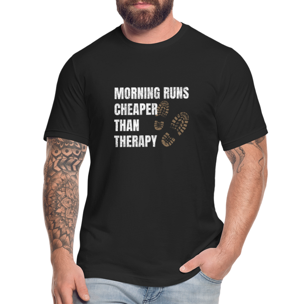 MORNING RUNS CHEAPER THEN THERAPY, MEN, T-SHIRT - black