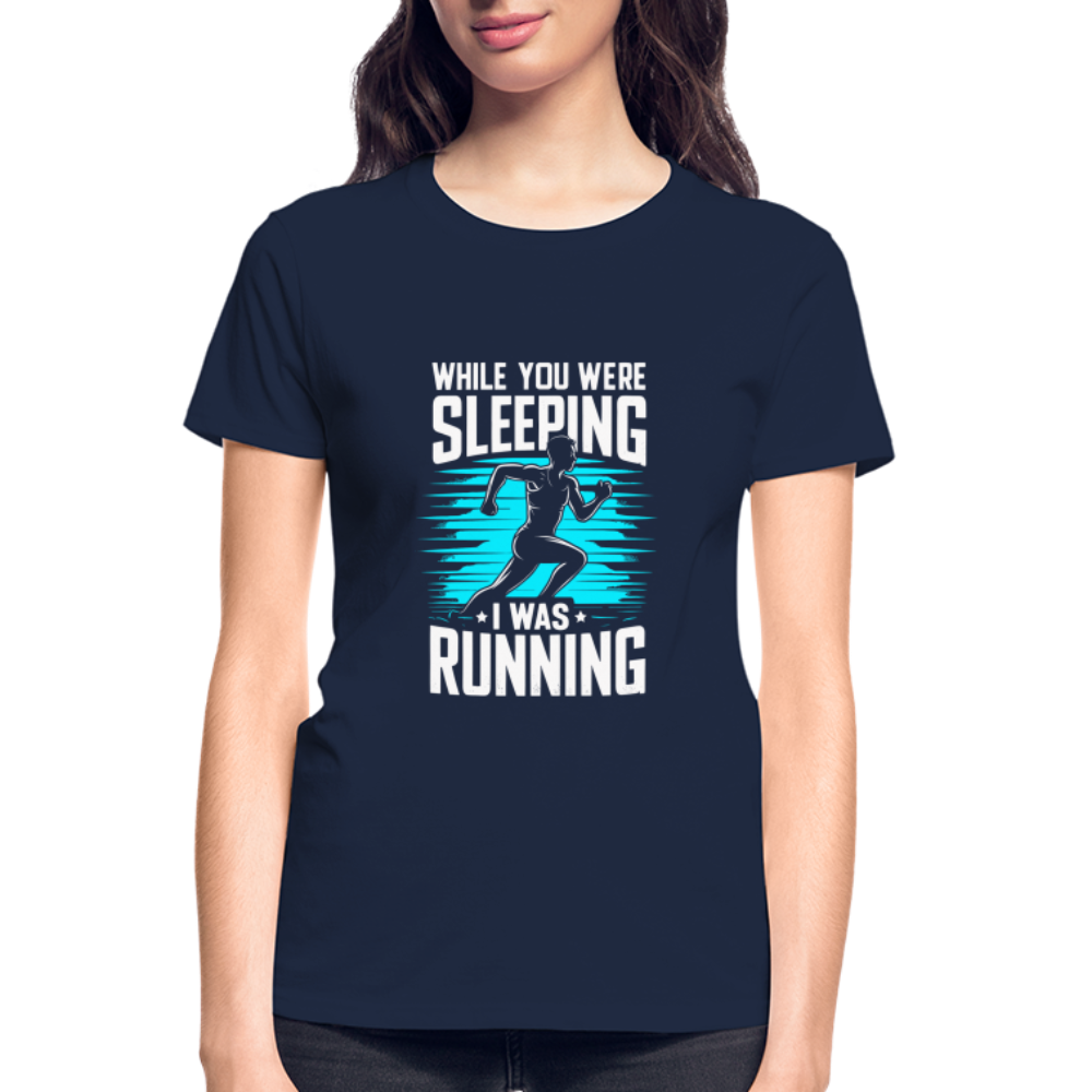 While You Were Sleeping, I Was Running T-Shirt, Women - navy