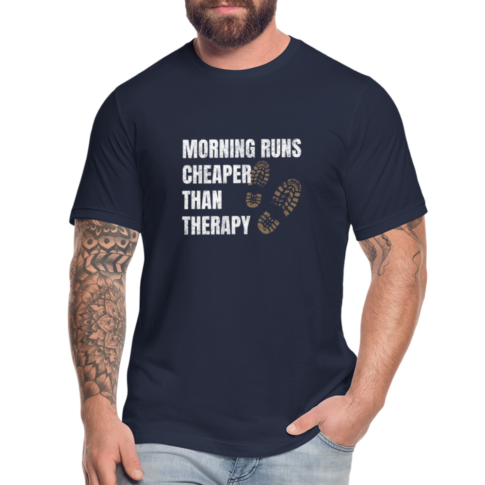 MORNING RUNS CHEAPER THEN THERAPY, MEN, T-SHIRT - navy