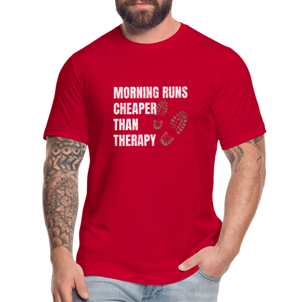 MORNING RUNS CHEAPER THEN THERAPY, MEN, T-SHIRT - red