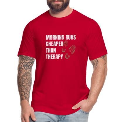 MORNING RUNS CHEAPER THEN THERAPY, MEN, T-SHIRT - red