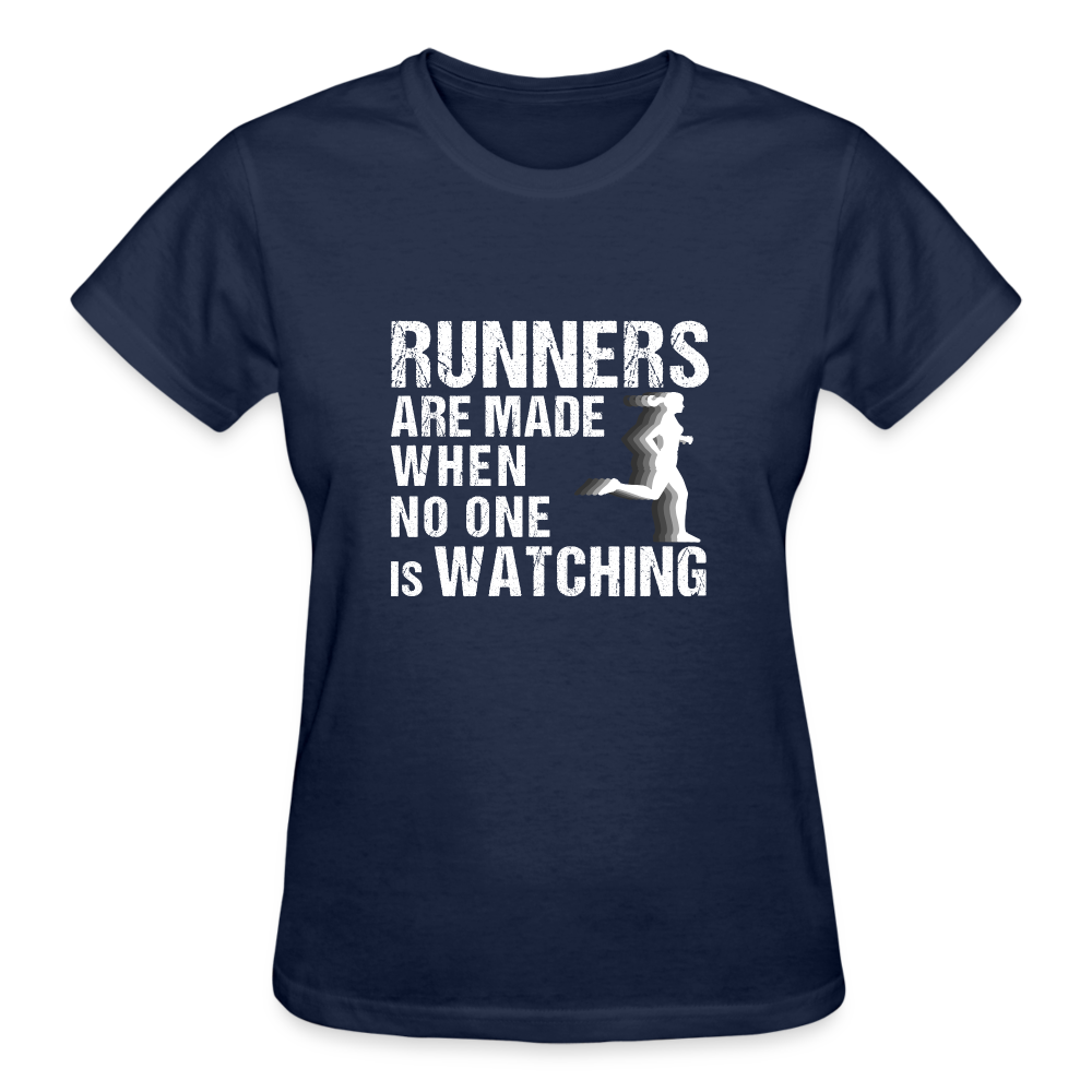 Runners Are Made When No One Is Watching T-Shirt, Women - navy