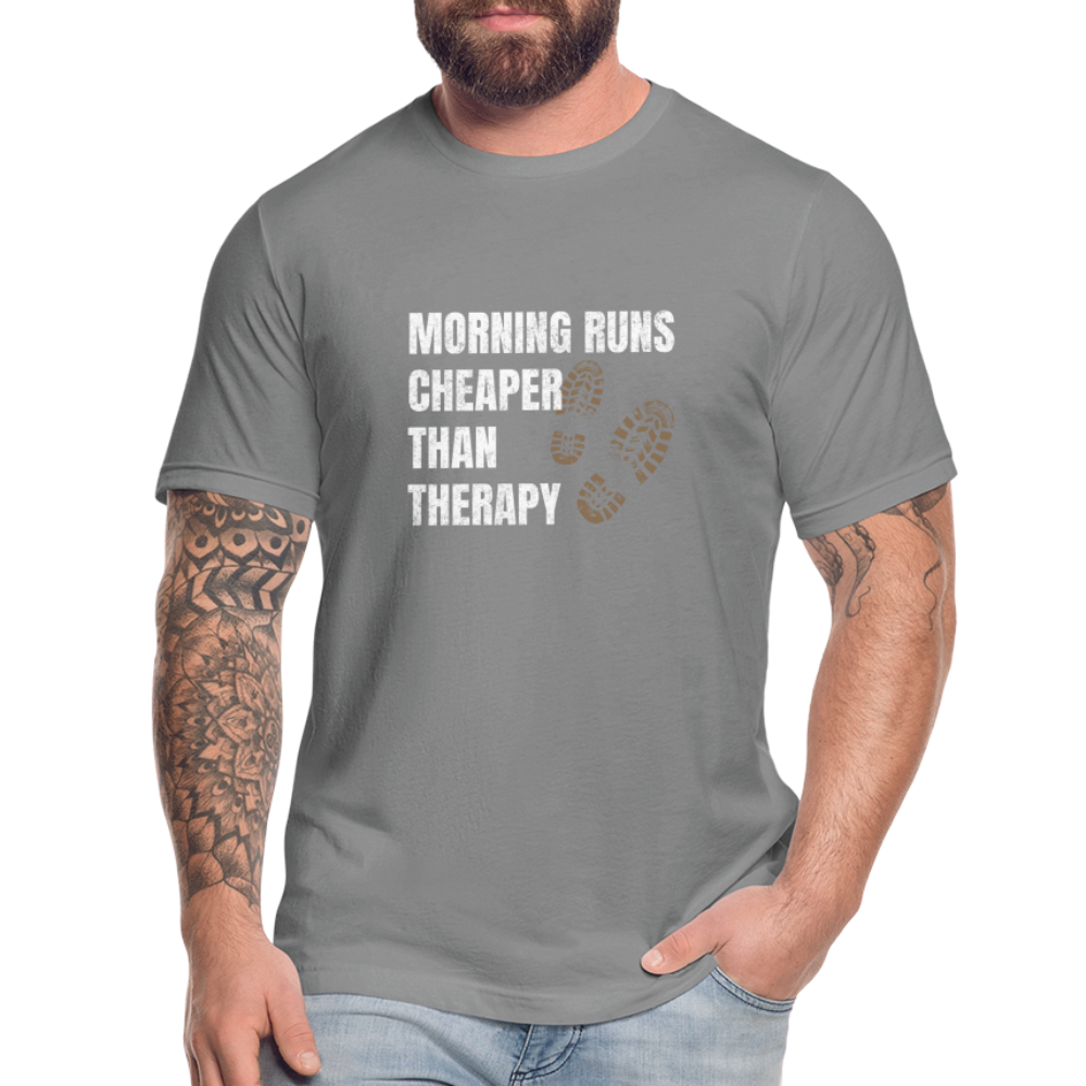 MORNING RUNS CHEAPER THEN THERAPY, MEN, T-SHIRT - slate