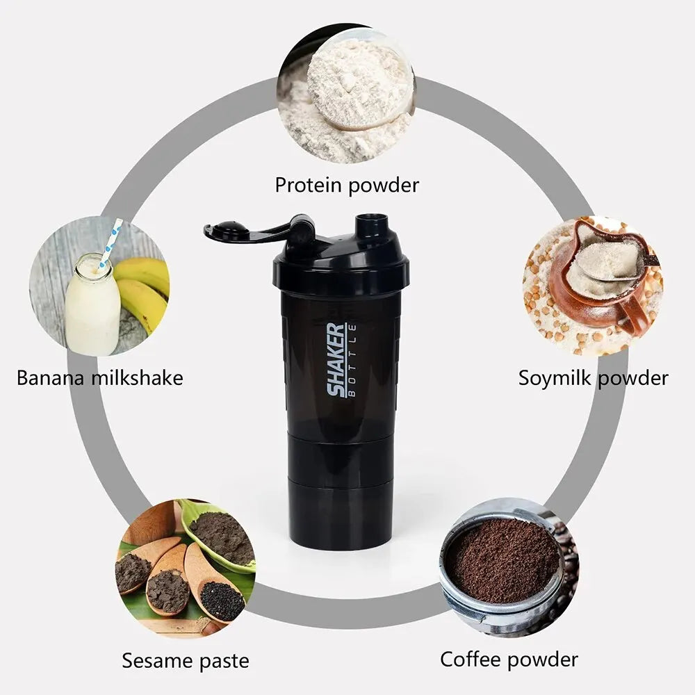 3 Layers Shaker Protein Bottle Powder Shake Mug