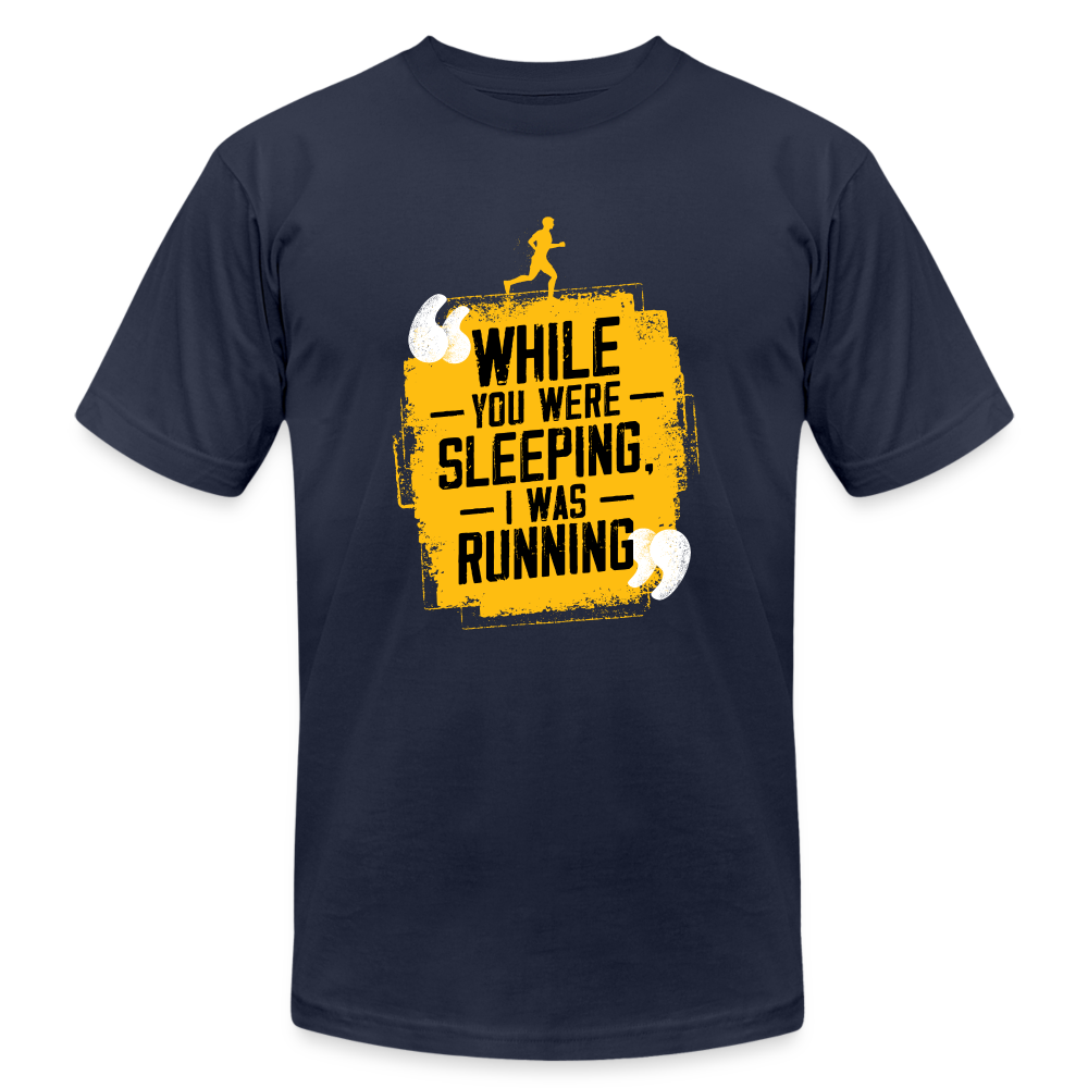 While You Were Sleeping, I Was Running- T-Shirt - navy