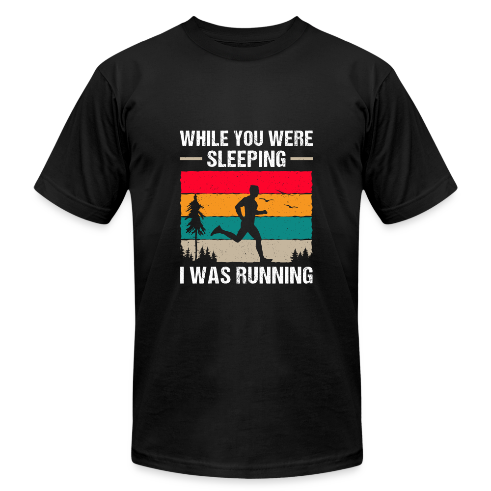 While You Were Sleeping, I Was Running T-Shirt, Dark Colors - black