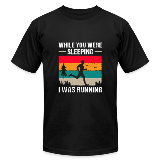 While You Were Sleeping, I Was Running T-Shirt, Dark Colors - black