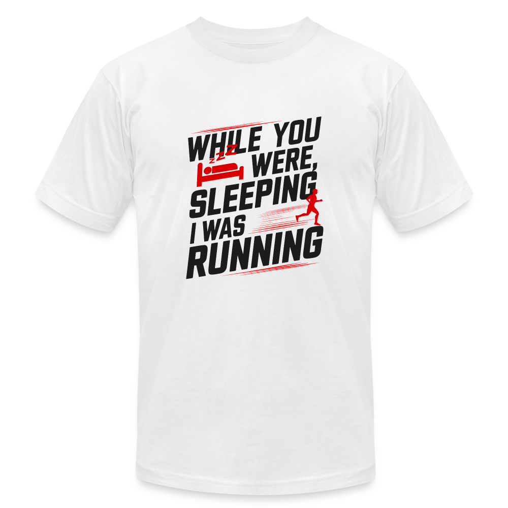 While You Were Sleeping, I Was Running T-Shirt - white