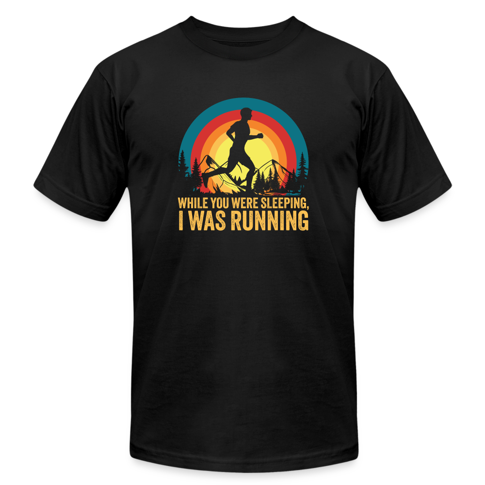 While You Were Sleeping, I Was Running T-Shirt V-5 - black