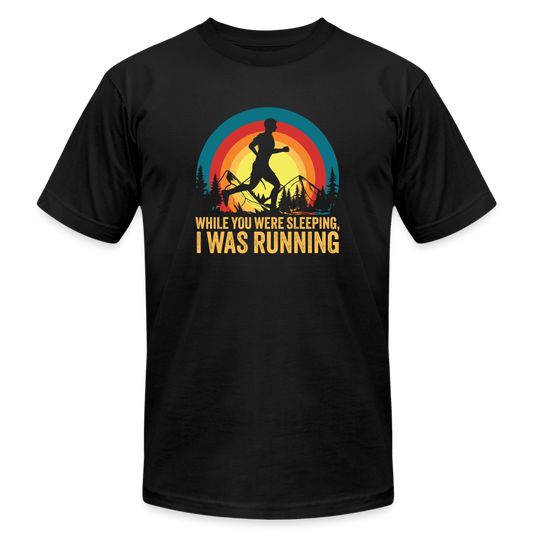 While You Were Sleeping, I Was Running T-Shirt V-5 - black