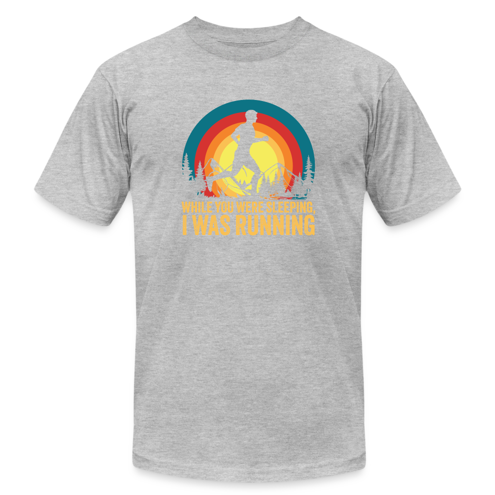 While You Were Sleeping, I Was Running T-Shirt V-5 - heather gray