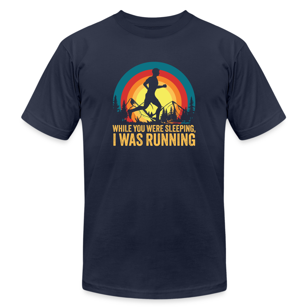 While You Were Sleeping, I Was Running T-Shirt V-5 - navy