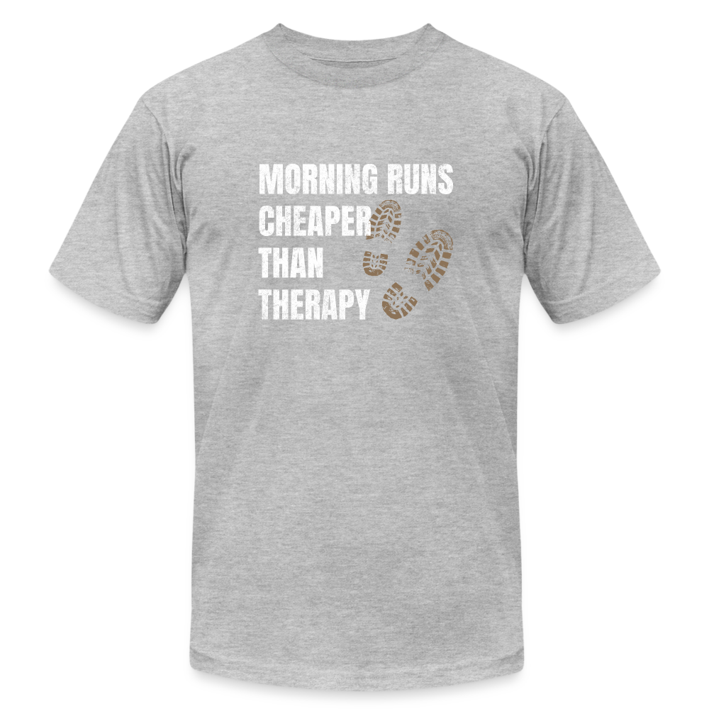 Morning Runs, Cheaper Than Therapy T-Shirt - heather gray