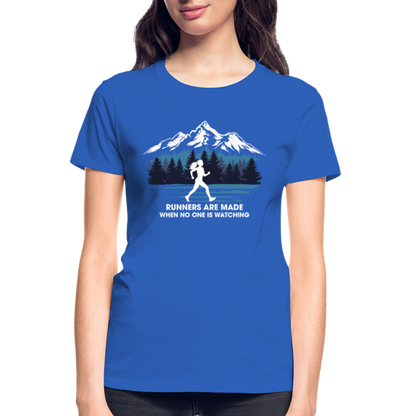Runners Are Made When No One Is Watching T-Shirt, Ladies - royal blue