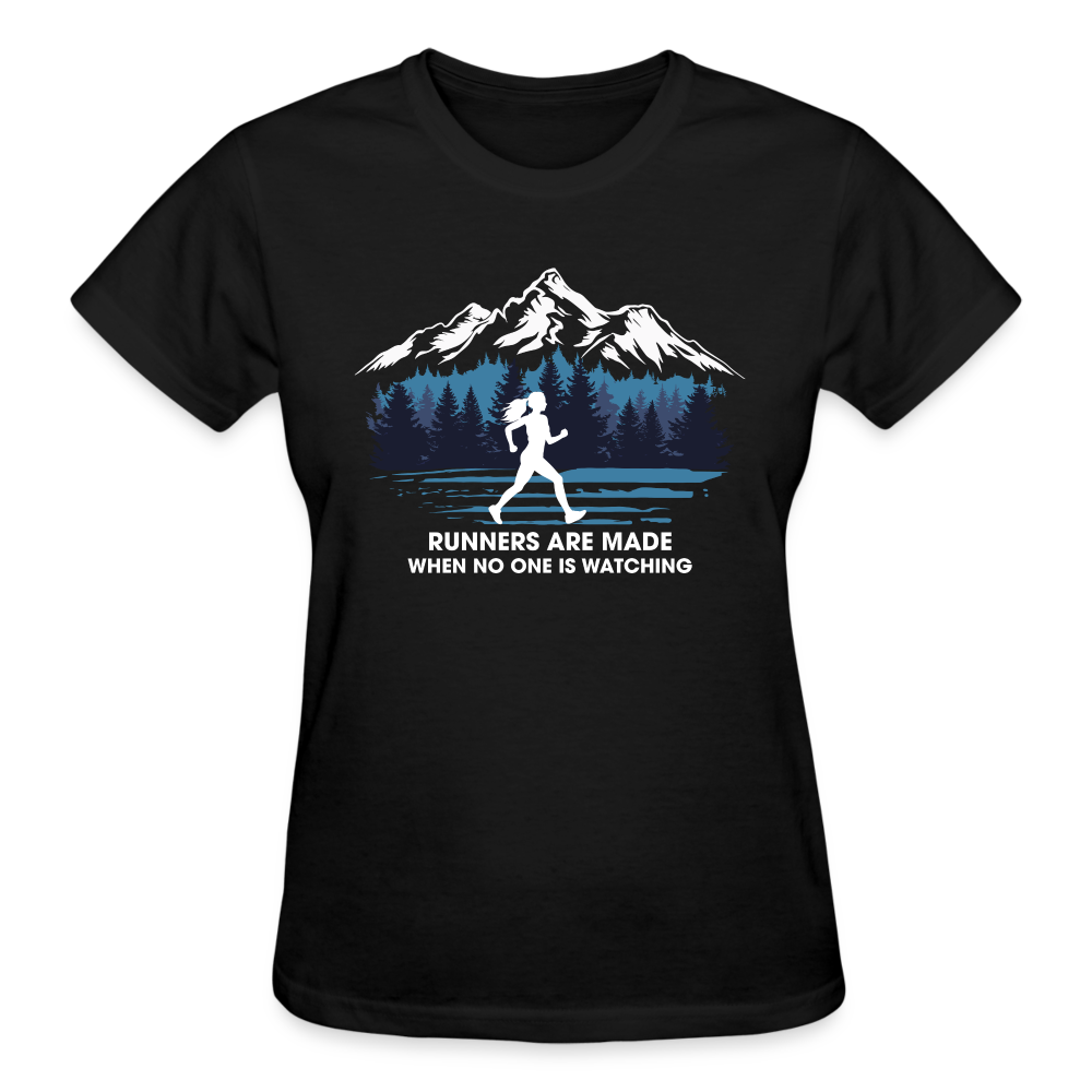 Runners Are Made When No One Is Watching T-Shirt, Ladies - black