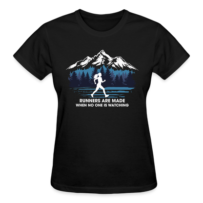 Runners Are Made When No One Is Watching T-Shirt, Ladies - black
