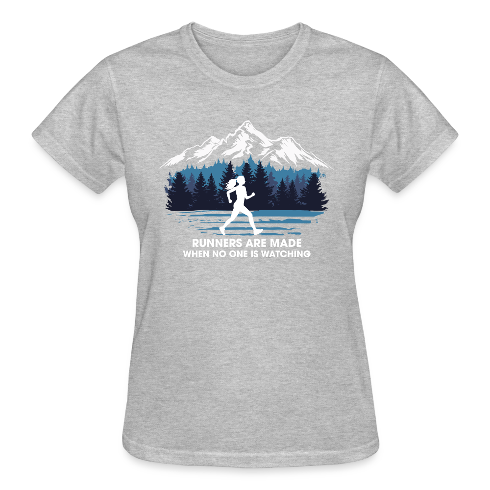 Runners Are Made When No One Is Watching T-Shirt, Ladies - heather gray