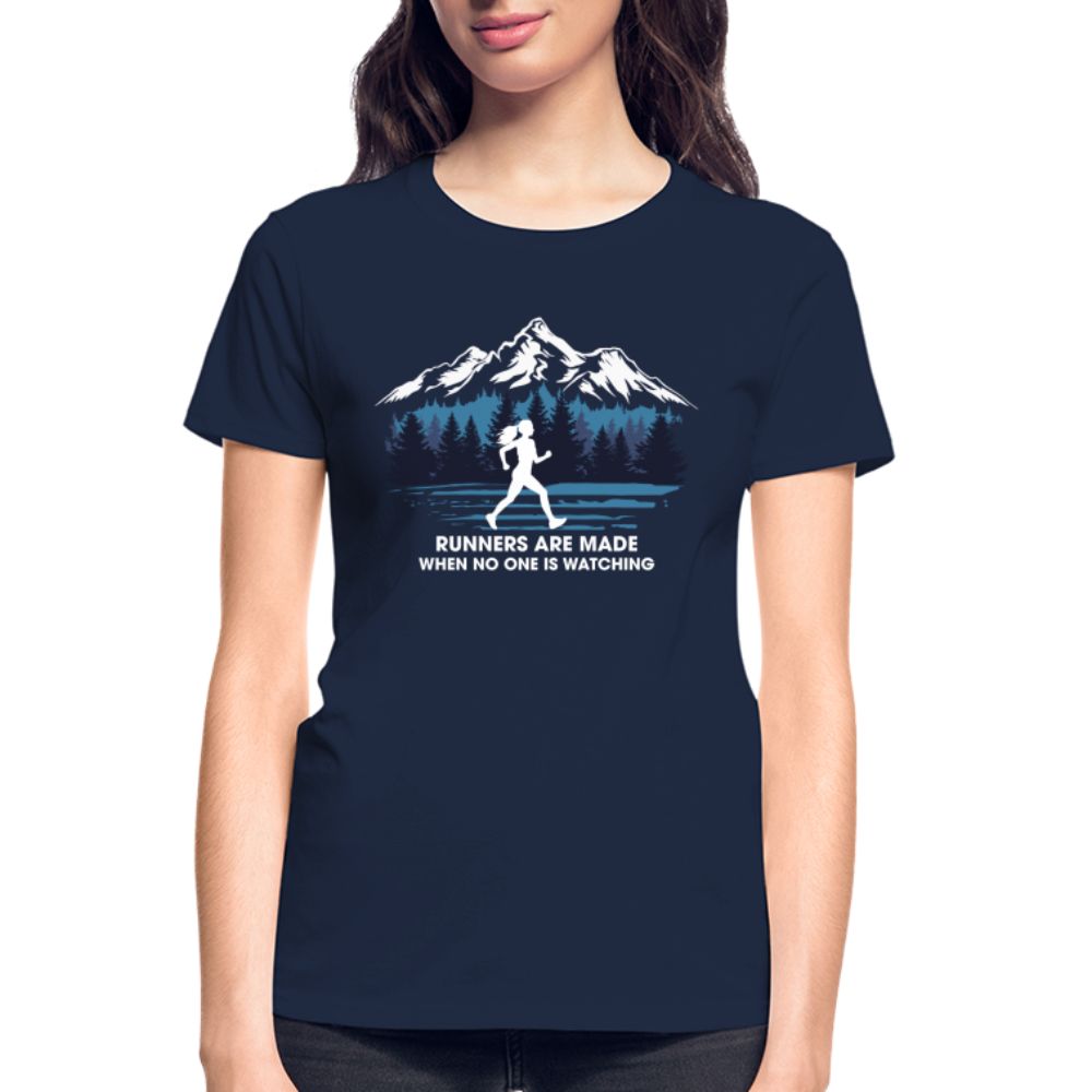 Runners Are Made When No One Is Watching T-Shirt, Ladies - navy