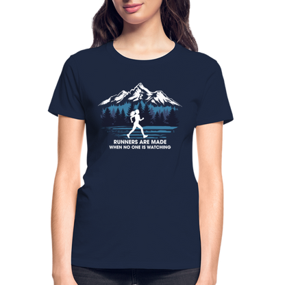 Runners Are Made When No One Is Watching T-Shirt, Ladies - navy