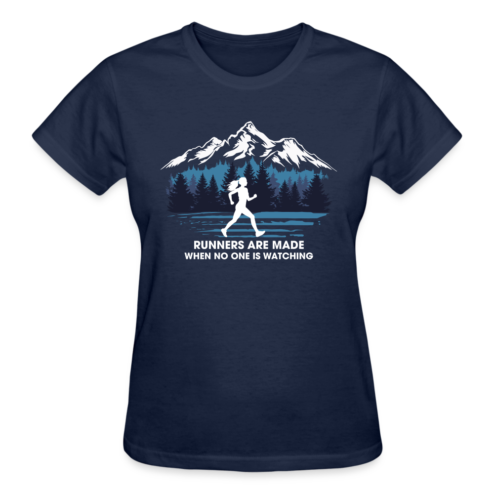 Runners Are Made When No One Is Watching T-Shirt, Ladies - navy