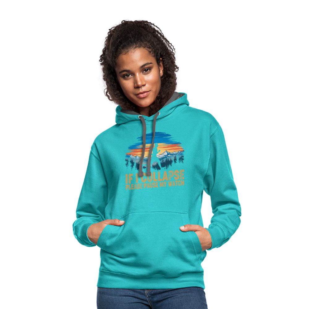 If I Collapse Please Pause My Watch Hoodie - scuba blue/asphalt