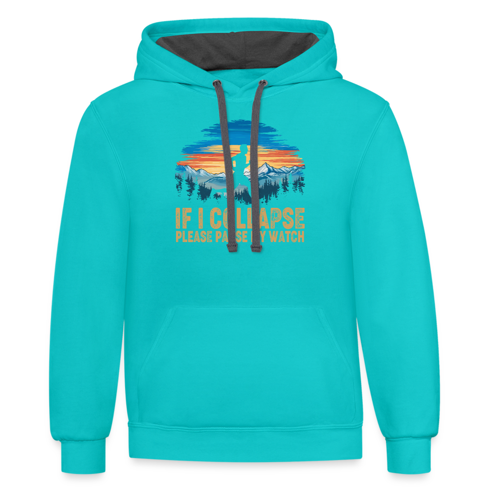 If I Collapse Please Pause My Watch Hoodie - scuba blue/asphalt