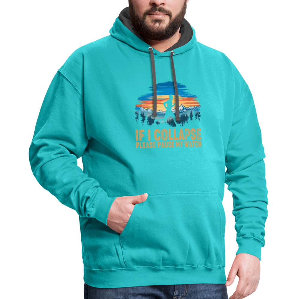 If I Collapse Please Pause My Watch Hoodie - scuba blue/asphalt